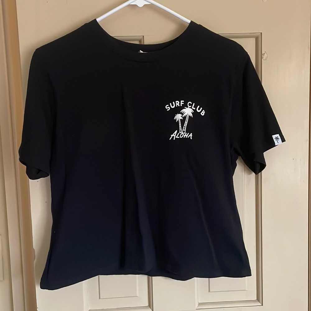 Black “Surf Club” Crop Top